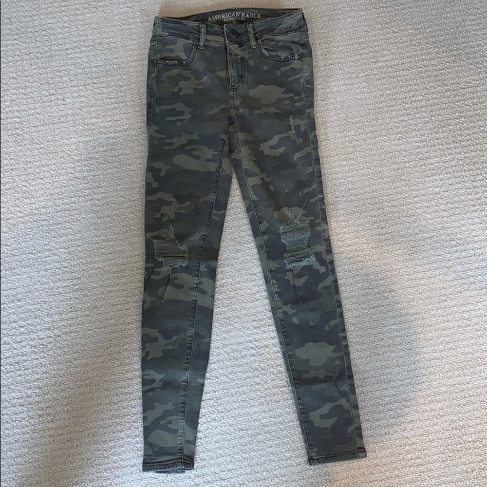 American Eagle Green Camo Jeans